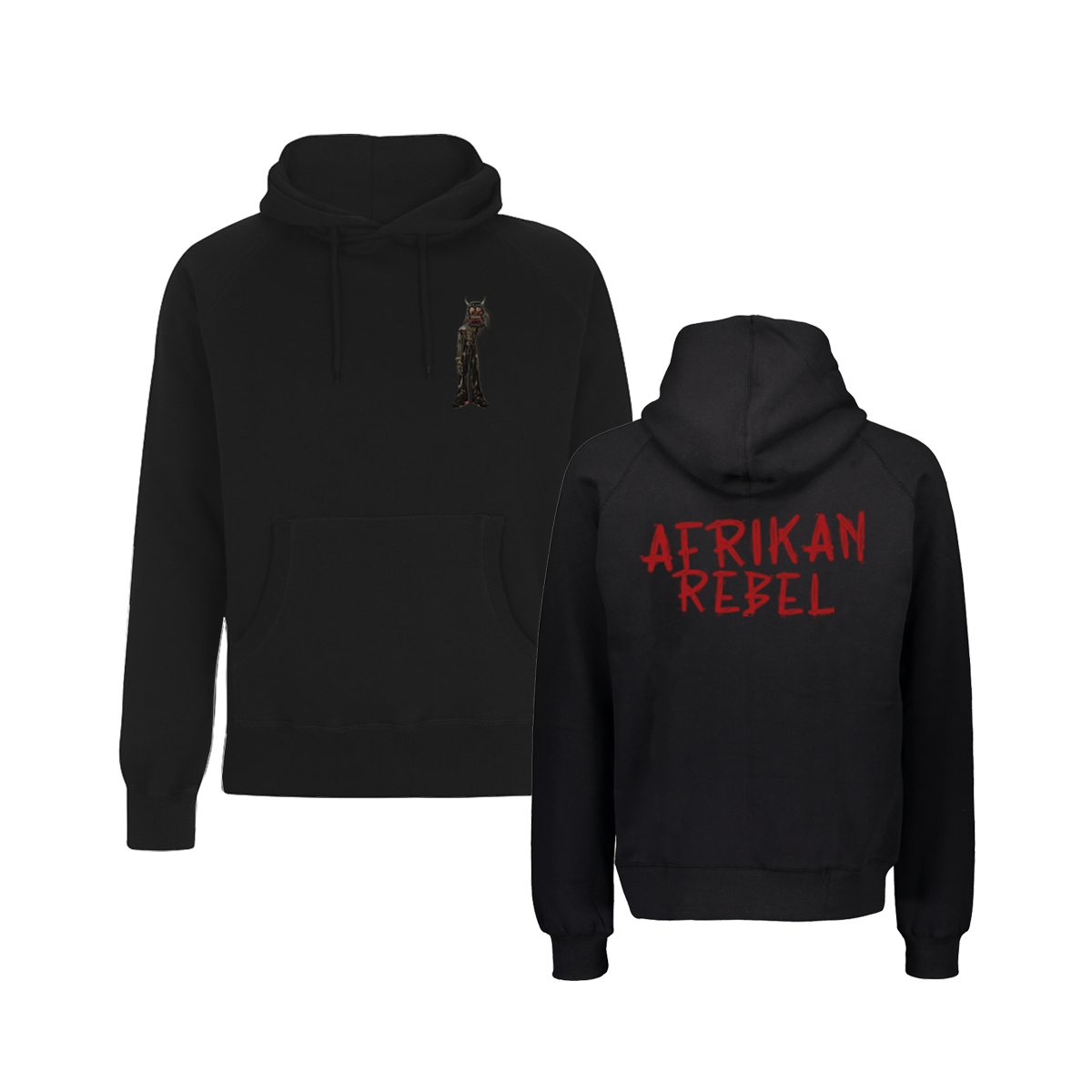 Afrikan Rebel Mask Figure Hoodie Black
