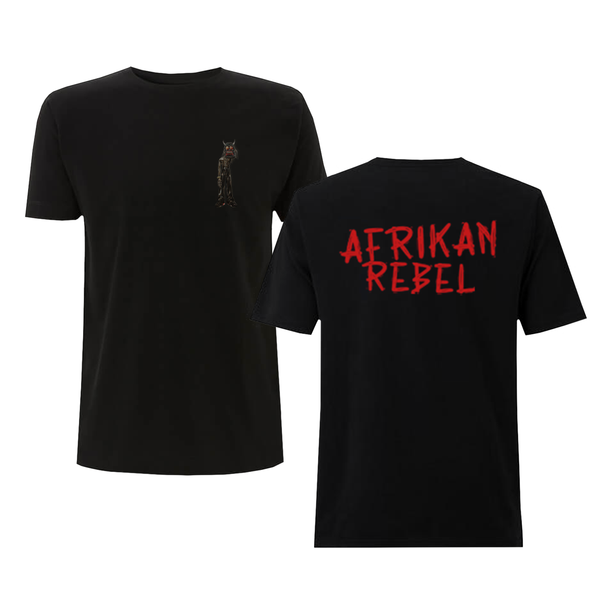 Afrikan Rebel Mask Figure T-shirt Black