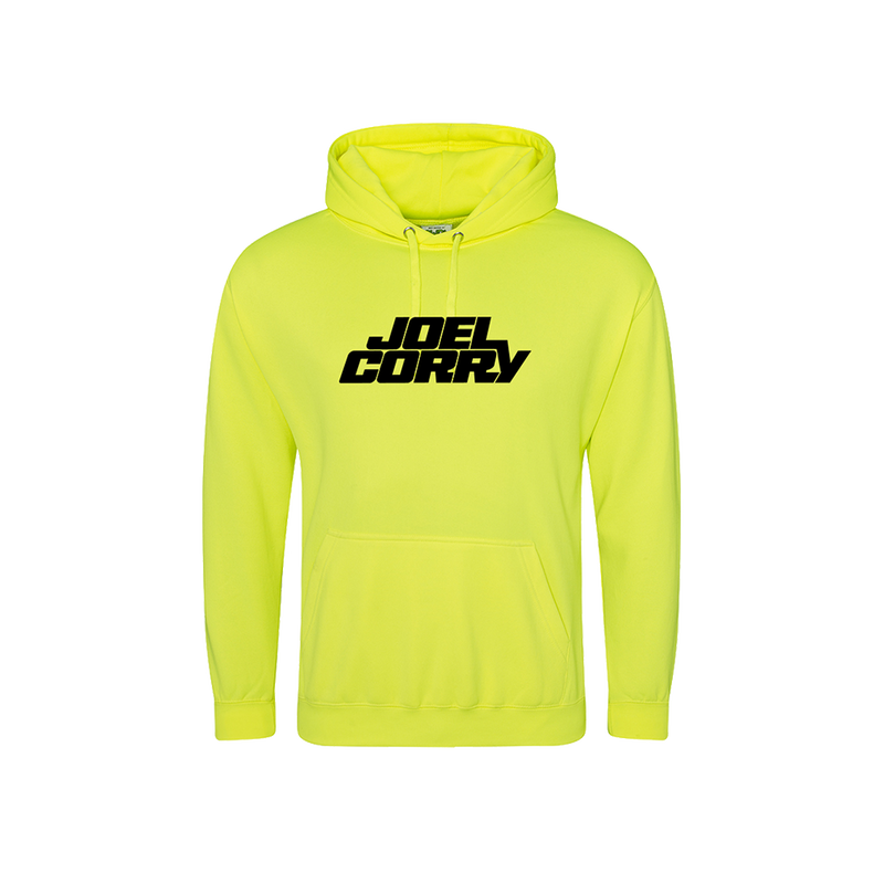 Black Solid Logo Hoodie Electric Yellow