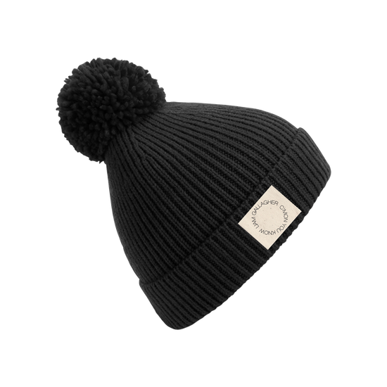 C’mon You Know Label Bobble Hat Black