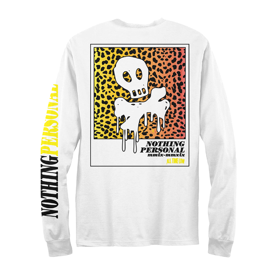 Nothing Personal Leopard Skull and Bones Long Sleeve White