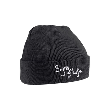 Signs of Life Embroidered Beanie Black