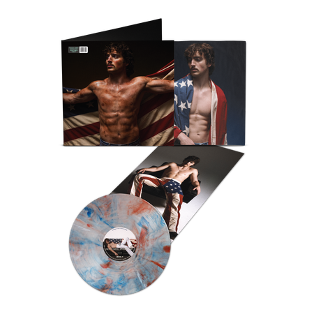 American Heart - Red, White and Blue Marble on Translucent Clear Vinyl