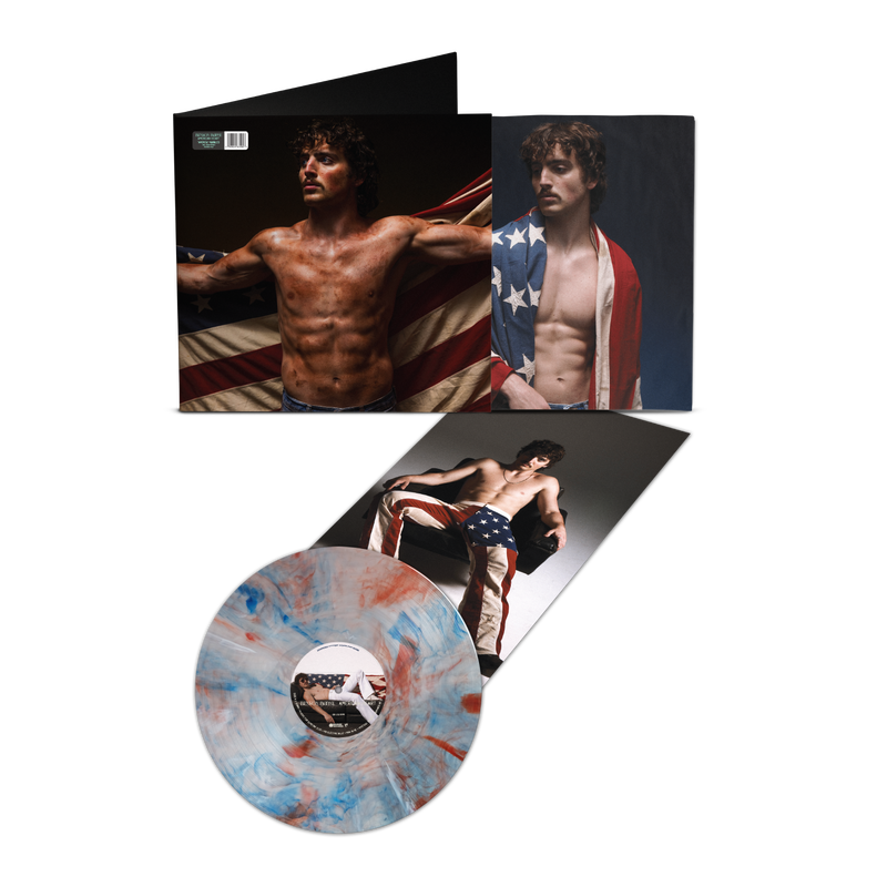 American Heart - Red, White and Blue Marble on Translucent Clear Vinyl